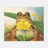 Toe of Frog with Buttercup | Goblincore Nature Art Fleecedecke (Vorderseite (Horizontal))