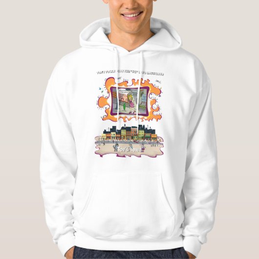 Toe’s Town Comic | Weiße Pullover Kapuzenjacke (Vorderseite)