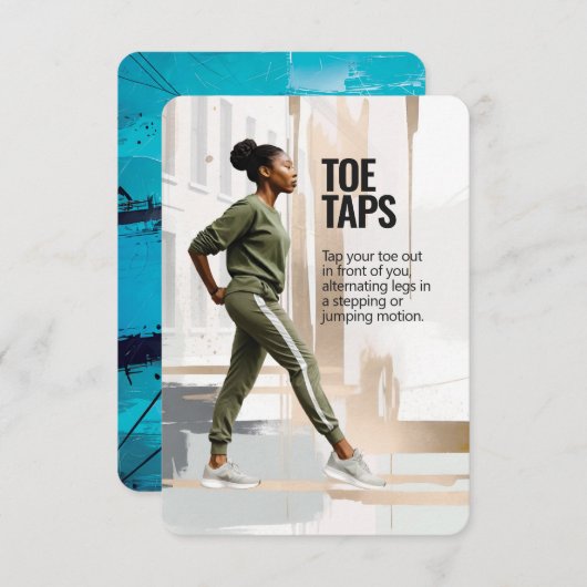 Toe Stecht Fitness-Karte mit blauem Backing Save The Date (Vorne/Hinten)