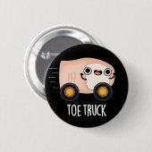 Toe Truck Funny Anatomy Body Parts Pun Dark BG Button (Vorne & Hinten)