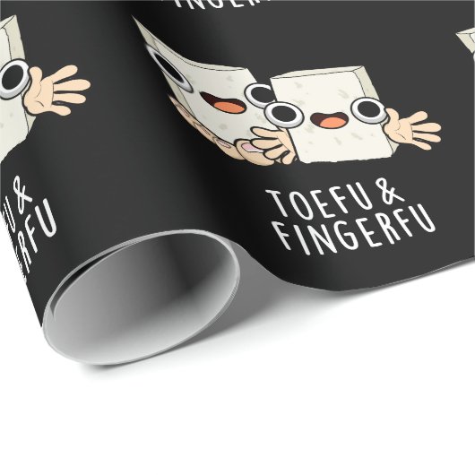 Toefu Fingerfu Funny Food Tofu Pun Dark BG Geschenkpapier (Rolleneckpunkt)