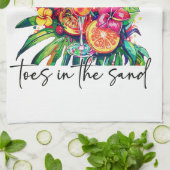 Toes in the Sand, Drink in My Hand, Tropical Drink Geschirrtuch (Gefaltet)