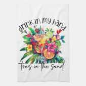 Toes in the Sand, Drink in My Hand, Tropical Drink Geschirrtuch (Vertikal)