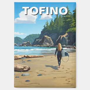 Tofino Canada Surfer on Beach Travel Magnet