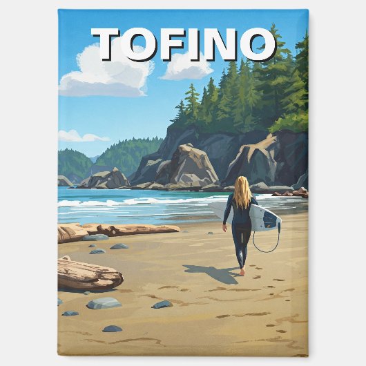 Tofino Canada Surfer on Beach Travel Magnet (Vorderseite)