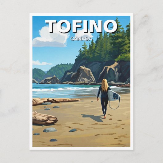 Tofino Canada Surfer on Beach Travel Postkarte (Vorderseite)