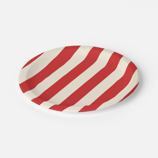 Tofu Cream Postbox Rote Streifen Pappteller (Schrägansicht)