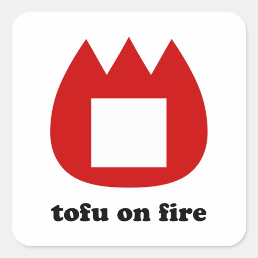 📛 Tofu in Brand Quadratischer Aufkleber (Vorderseite)