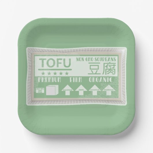 Tofu Vegan Vegetarisches Essen Pappteller (Vorderseite)