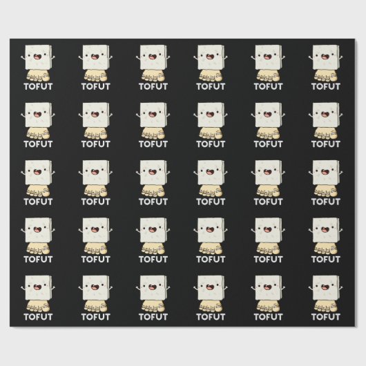 Tofut Funny Tofu Pun Dark BG Geschenkpapier (Flach)