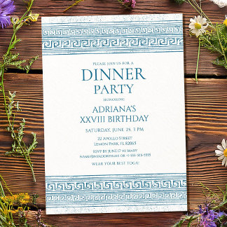 Toga-Geburtstagsfeier in Blau mit Steinelementen Einladung