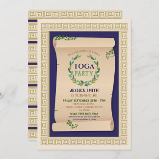 Toga Party Ancient Roman Birthday Ivy Scroll Einladung
