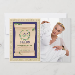 Toga Party Ancient Roman Birthday Ivy Scroll Foto Einladung