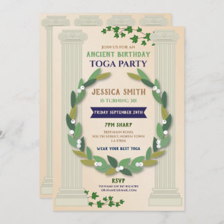 Toga Party Birthday Ivy Scroll Altes römisches Einladung
