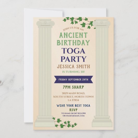 Toga Party Birthday Roman Ivy Scroll Alt Einladung (Vorderseite)