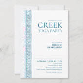 Toga-Party in Blau mit griechischen Steinelementen Einladung (Vorderseite)