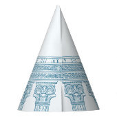Toga-Party mit blauen Mäander-Mustern und Säulen Partyhütchen (Rückseite)