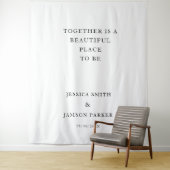 Together beautiful place to b Wedding Welcome Sign Wandteppich (Beispiel)