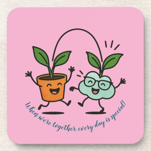 Together Every Day Is Special Cute Plant coaster Getränkeuntersetzer (Vorderseite)