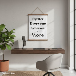 Together Everyone Achieves More - Wandteppich Mit Holzrahmen