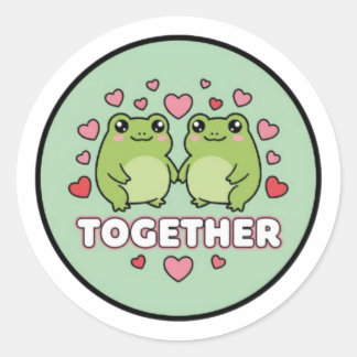 Together Frog Sticker Cute Couple Frogs Holding Ha