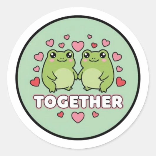 Together Frog Sticker Cute Couple Frogs Holding Ha (Vorderseite)