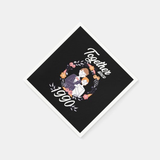 Together Since 1990 Wedding 30 th Annivers Gift Serviette (Ecke)