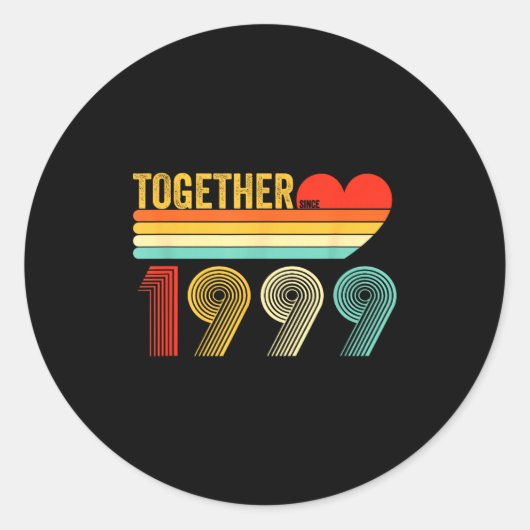 Together Since 1999 Shirt Retro Couple Anniversary Runder Aufkleber (Vorderseite)