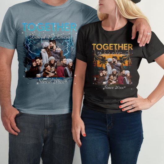 Together Since Bootleg Retro Style Custom Photo  T-Shirt