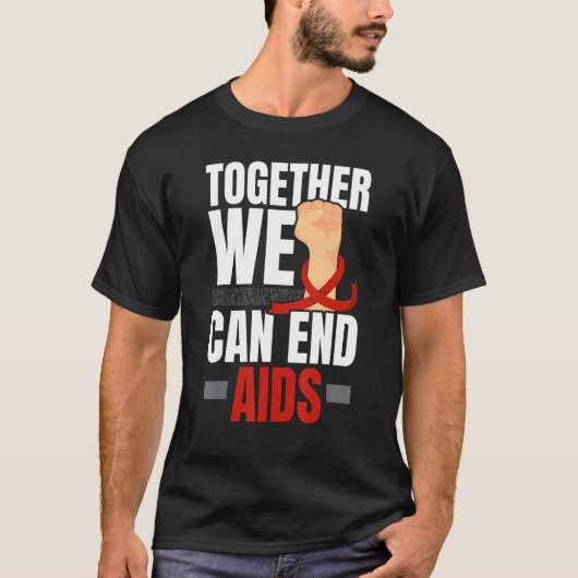 Together We Can End Aids HIV AIDS Awareness Red Ri T-Shirt (Vorderseite)