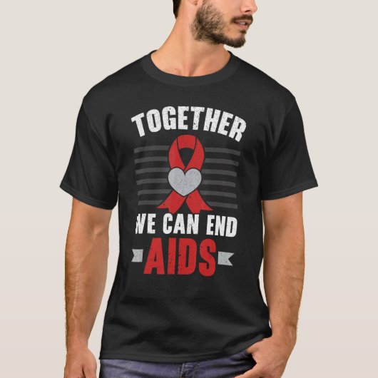 Together We Can End Aids HIV AIDS Awareness Red Ri T-Shirt (Vorderseite)