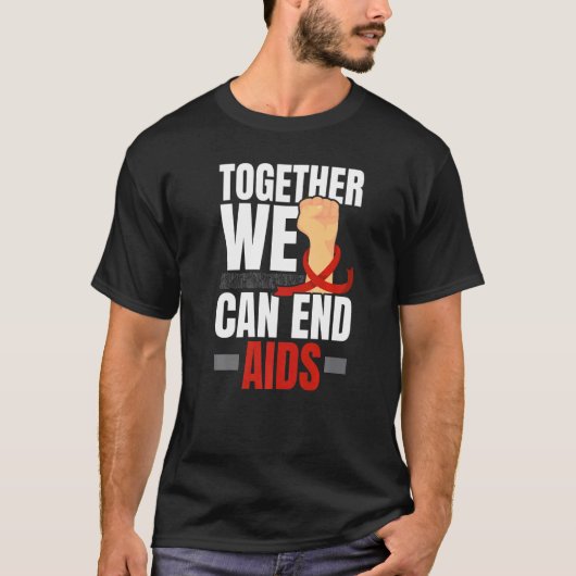 Together We Can End Aids HIV AIDS Awareness Red Ri T-Shirt (Vorderseite)