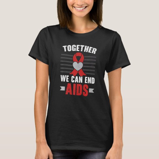 Together We Can End Aids HIV AIDS Awareness Red Ri T-Shirt (Vorderseite)