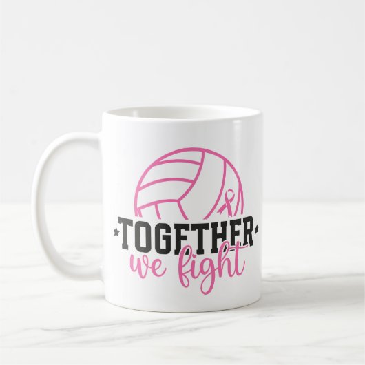 Together We Fight Breast Cancer Pink Ribbon Kaffeetasse (Links)