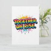 Together We Rise Rainbow Quote Design Einladung (Stehend Vorderseite)