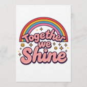 Together We Shine – Rainbow Retro Pride Quote Einladung (Vorderseite)