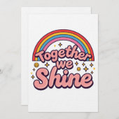 Together We Shine – Rainbow Retro Pride Quote Einladung (Vorne/Hinten)