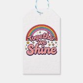 Together We Shine – Rainbow Retro Pride Quote Geschenkanhänger (Rückseite)