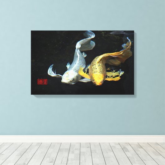 ©Togethernity in Liebe/Gold & Silver Koi Fish Leinwanddruck (Insitu (Holzboden))