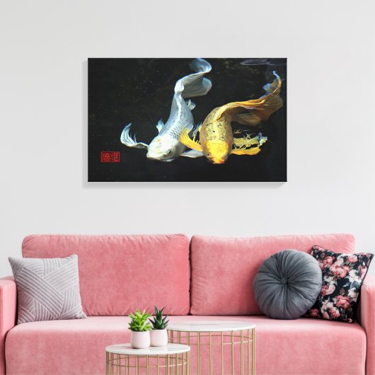©Togethernity in Liebe/Gold & Silver Koi Fish Leinwanddruck (Insitu (Wohnzimmer))