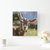 Toggenburg Dairy Goat Kid Quadratische Wanduhr (Zuhause)