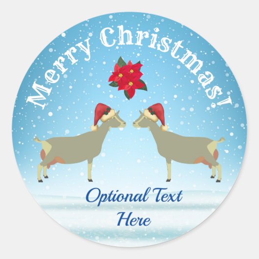 Toggenburg Dairy Ziege Weihnachten im Schnee Runder Aufkleber (Vorderseite)