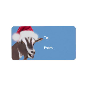 Toggenburg Goat Santa Goat Weihnachtsgeschenk Tag Adressaufkleber