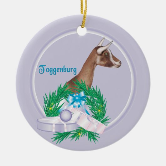 Toggenburg Goat Wreath Keramik Ornament (Vorne)