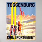 Toggenburg, Schi im Schnee, Schweiz Poster (Vorne)