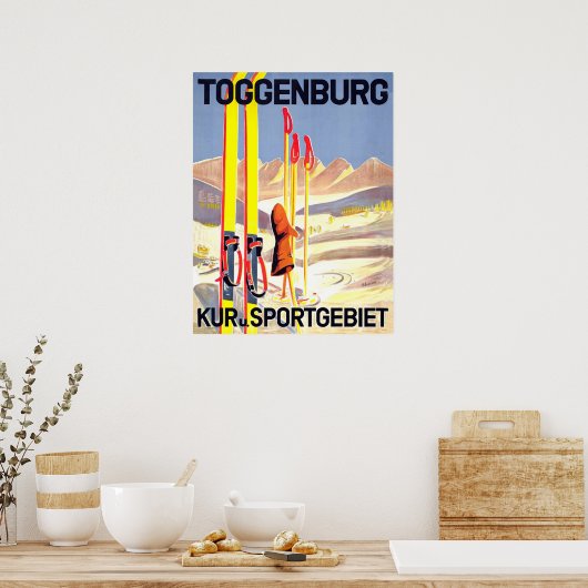 Toggenburg, Schi im Schnee, Schweiz Poster (Küche)