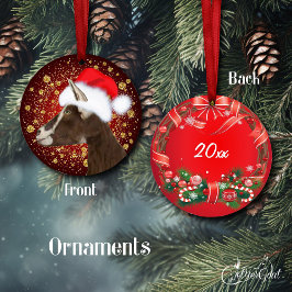 Toggenburg Ziege Weihnachtsmannmütze Weihnachtssch Keramik Ornament