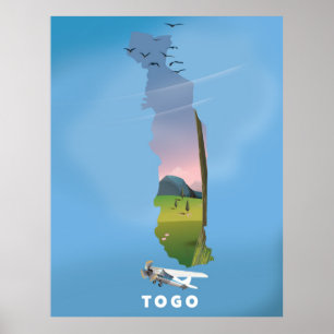 Togo African map travel print Poster