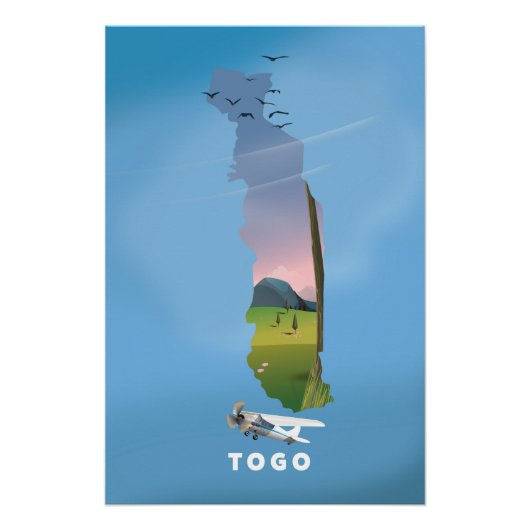 Togo African map travel print Poster (Vorderseite)