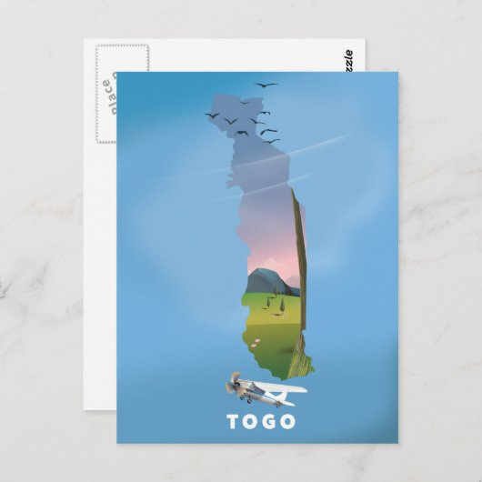 Togo African map travel print Postkarte (Vorne/Hinten)